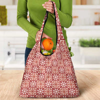 Ulaula Palaka Quilt Hawaii Grocery Bag Hawaiian Tropical Monstera Sea Turtle LT14 - Polynesian Pride
