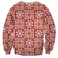 Ulaula Palaka Quilt Hawaii Sweatshirt Hawaiian Tropical Monstera Sea Turtle LT14 - Polynesian Pride