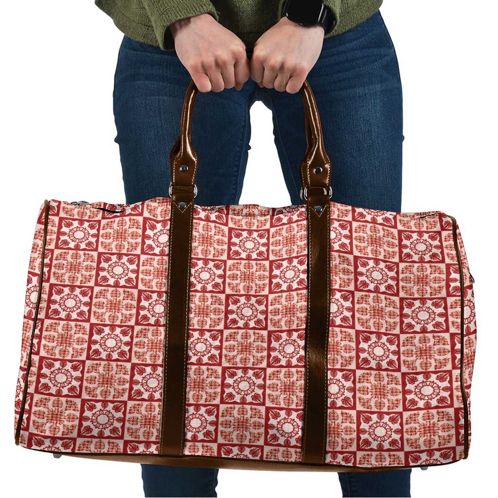 Ulaula Palaka Quilt Hawaii Travel Bag Hawaiian Tropical Monstera Sea Turtle LT14 Red - Polynesian Pride