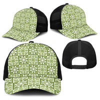 Omaomao Palaka Quilt Hawaii Baseball Net Cap Hawaiian Tropical Monstera Sea Turtle LT14 - Polynesian Pride