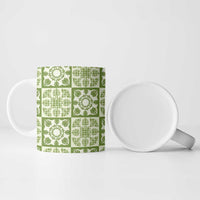 Omaomao Palaka Quilt Hawaii Ceramic Mug Hawaiian Tropical Monstera Sea Turtle LT14 - Polynesian Pride