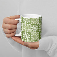 Omaomao Palaka Quilt Hawaii Ceramic Mug Hawaiian Tropical Monstera Sea Turtle LT14 - Polynesian Pride