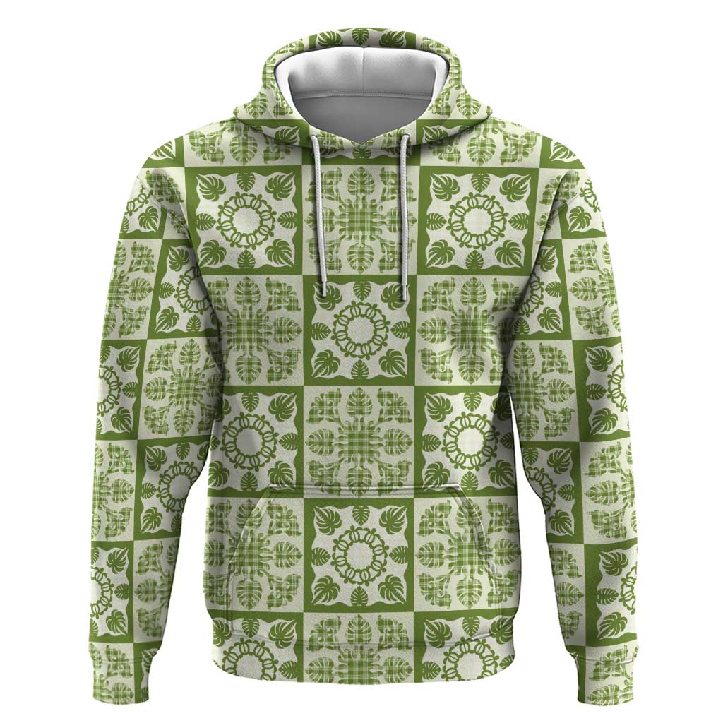 Omaomao Palaka Quilt Hawaii Hoodie Hawaiian Tropical Monstera Sea Turtle LT14 Pullover Hoodie Green - Polynesian Pride