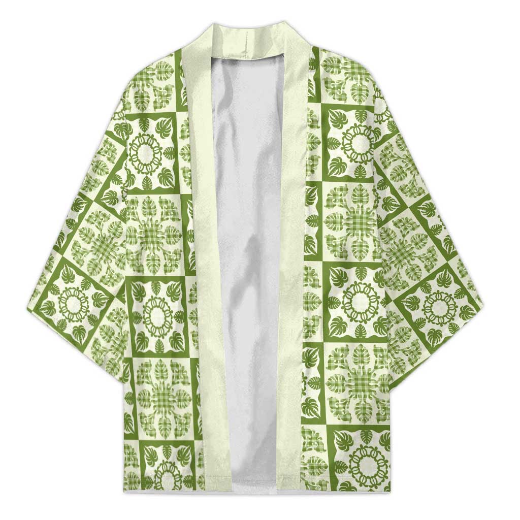 Omaomao Palaka Quilt Hawaii Kimono Hawaiian Tropical Monstera Sea Turtle LT14 Unisex Green - Polynesian Pride