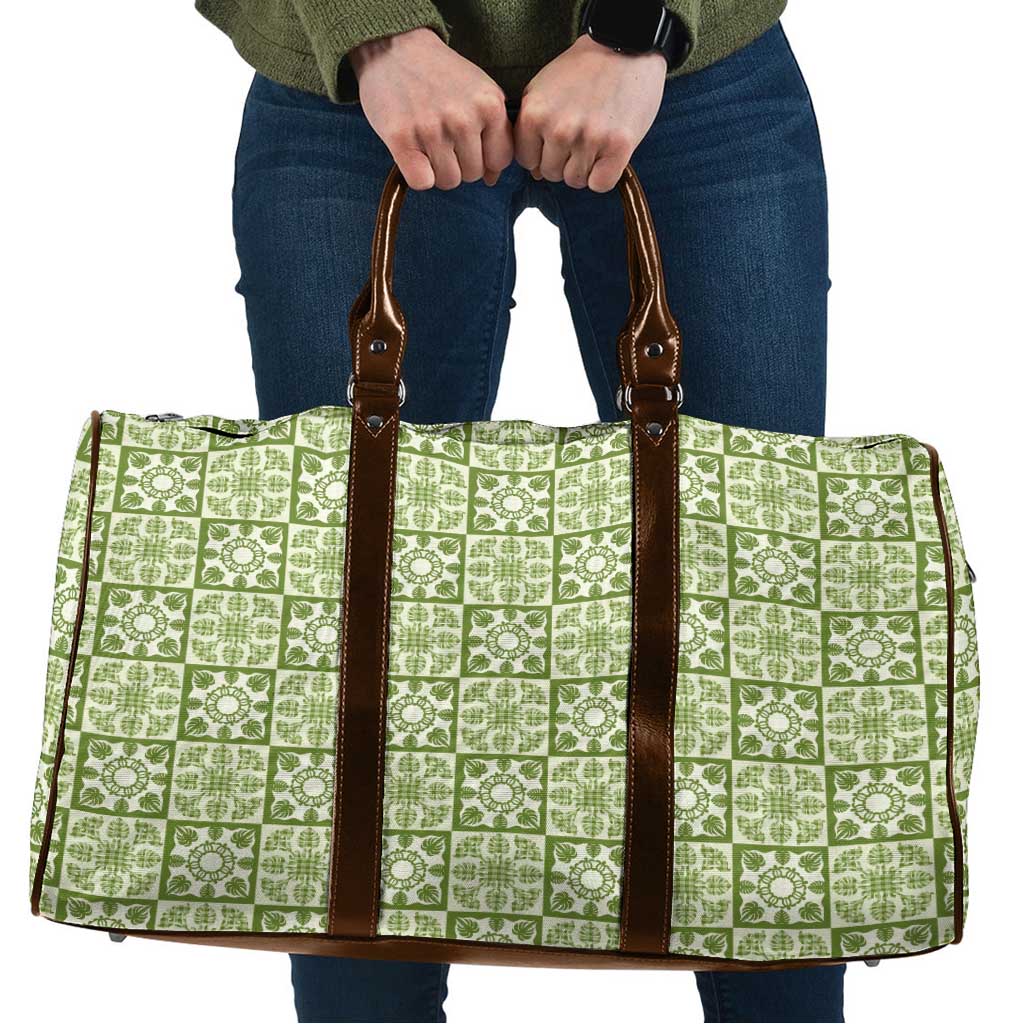 Omaomao Palaka Quilt Hawaii Travel Bag Hawaiian Tropical Monstera Sea Turtle LT14 Green - Polynesian Pride
