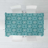 Cyan Palaka Quilt Hawaii Tablecloth Hawaiian Tropical Monstera Sea Turtle LT14 Cyan - Polynesian Pride