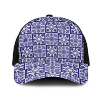 Polu Palaka Quilt Hawaii Baseball Net Cap Hawaiian Tropical Monstera Sea Turtle LT14 One Size Black Blue - Polynesian Pride