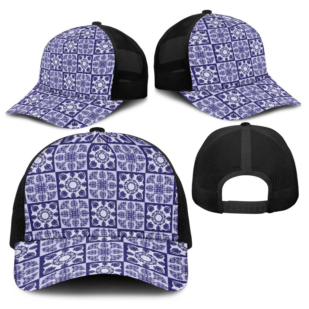 Polu Palaka Quilt Hawaii Baseball Net Cap Hawaiian Tropical Monstera Sea Turtle LT14 - Polynesian Pride
