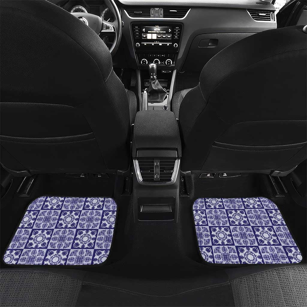 Polu Palaka Quilt Hawaii Car Mats Hawaiian Tropical Monstera Sea Turtle LT14 Set 2pcs - Back Blue - Polynesian Pride