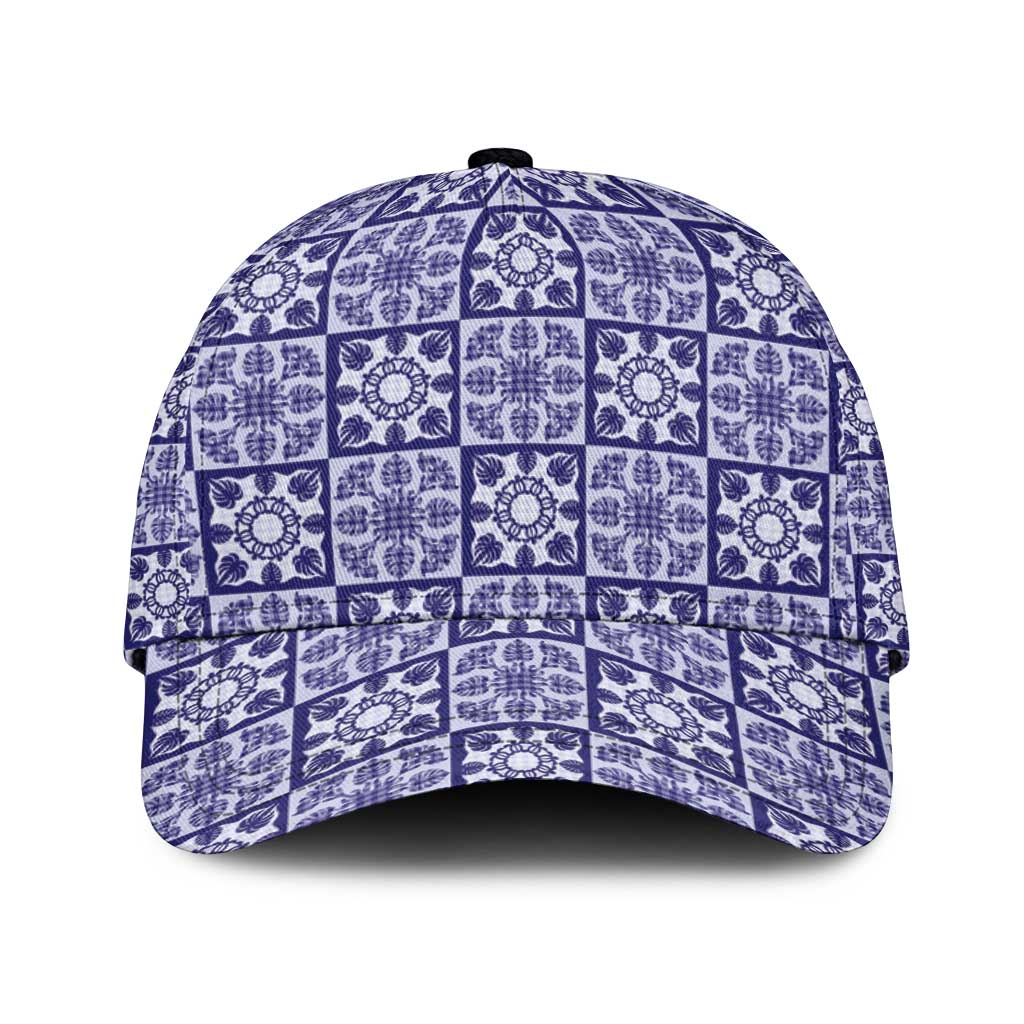 Polu Palaka Quilt Hawaii Classic Cap Hawaiian Tropical Monstera Sea Turtle LT14 Universal Fit Blue - Polynesian Pride
