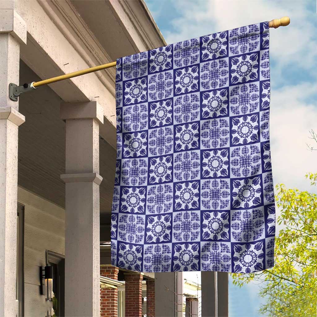 Polu Palaka Quilt Hawaii Garden Flag Hawaiian Tropical Monstera Sea Turtle LT14 House Flag Blue - Polynesian Pride