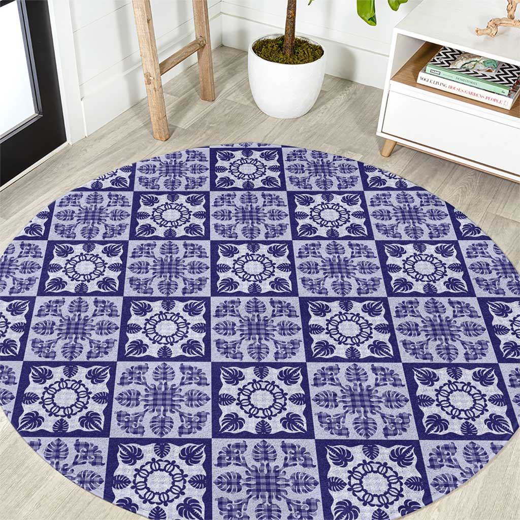Polu Palaka Quilt Hawaii Round Carpet Hawaiian Tropical Monstera Sea Turtle LT14 Blue - Polynesian Pride