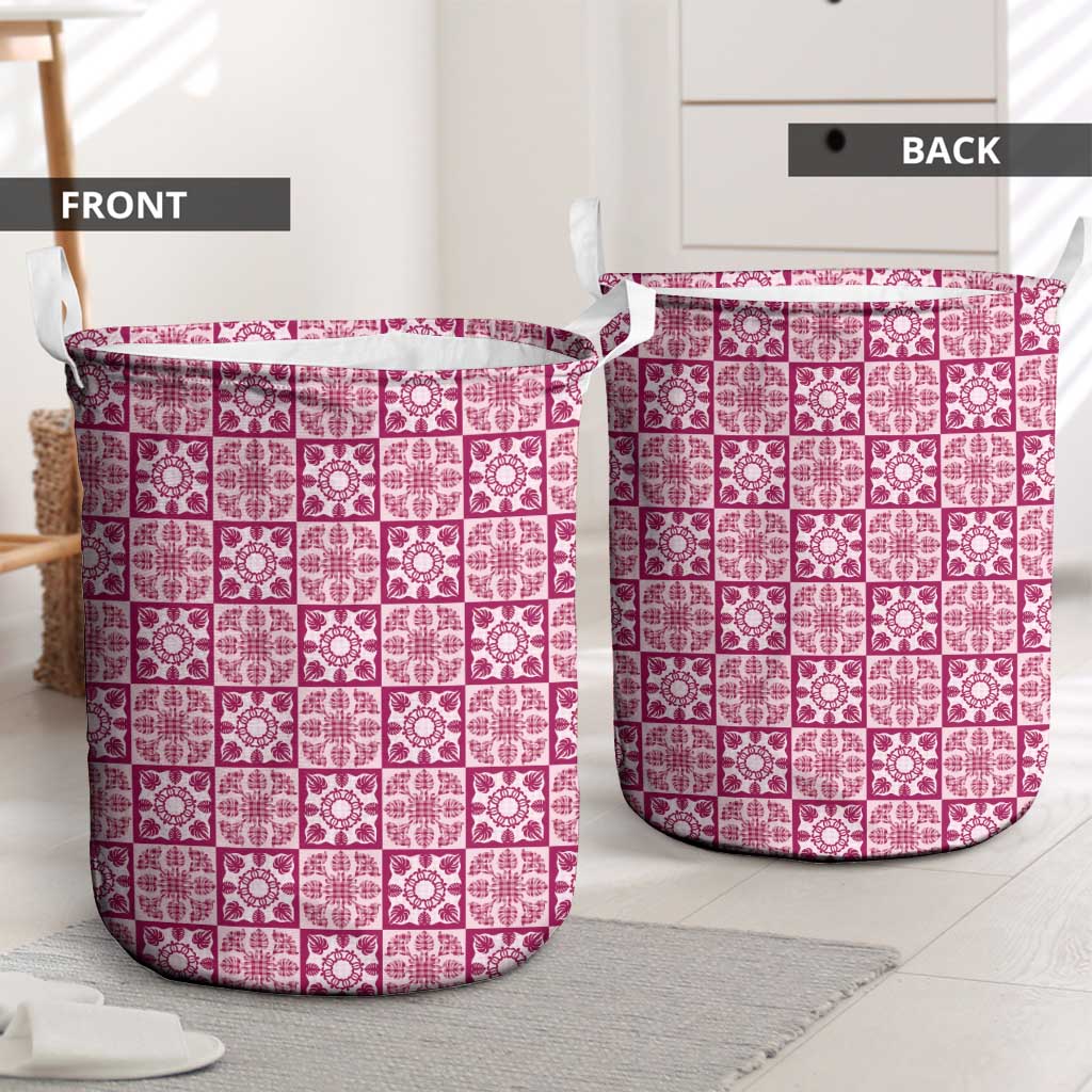 Akala Palaka Quilt Hawaii Laundry Basket Hawaiian Tropical Monstera Sea Turtle LT14 - Polynesian Pride