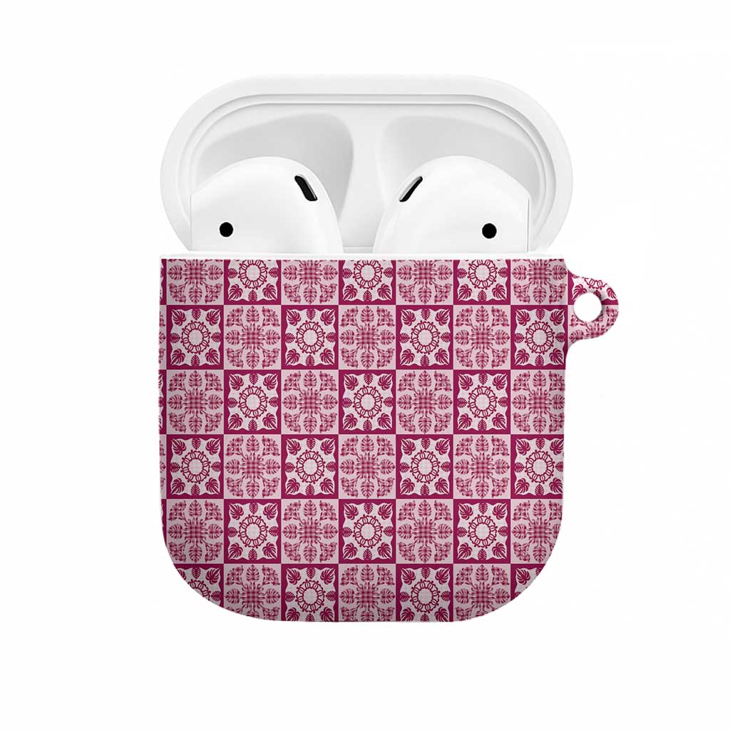 Akala Palaka Quilt Hawaii AirPods Case Hawaiian Tropical Monstera Sea Turtle LT14 Pink - Polynesian Pride