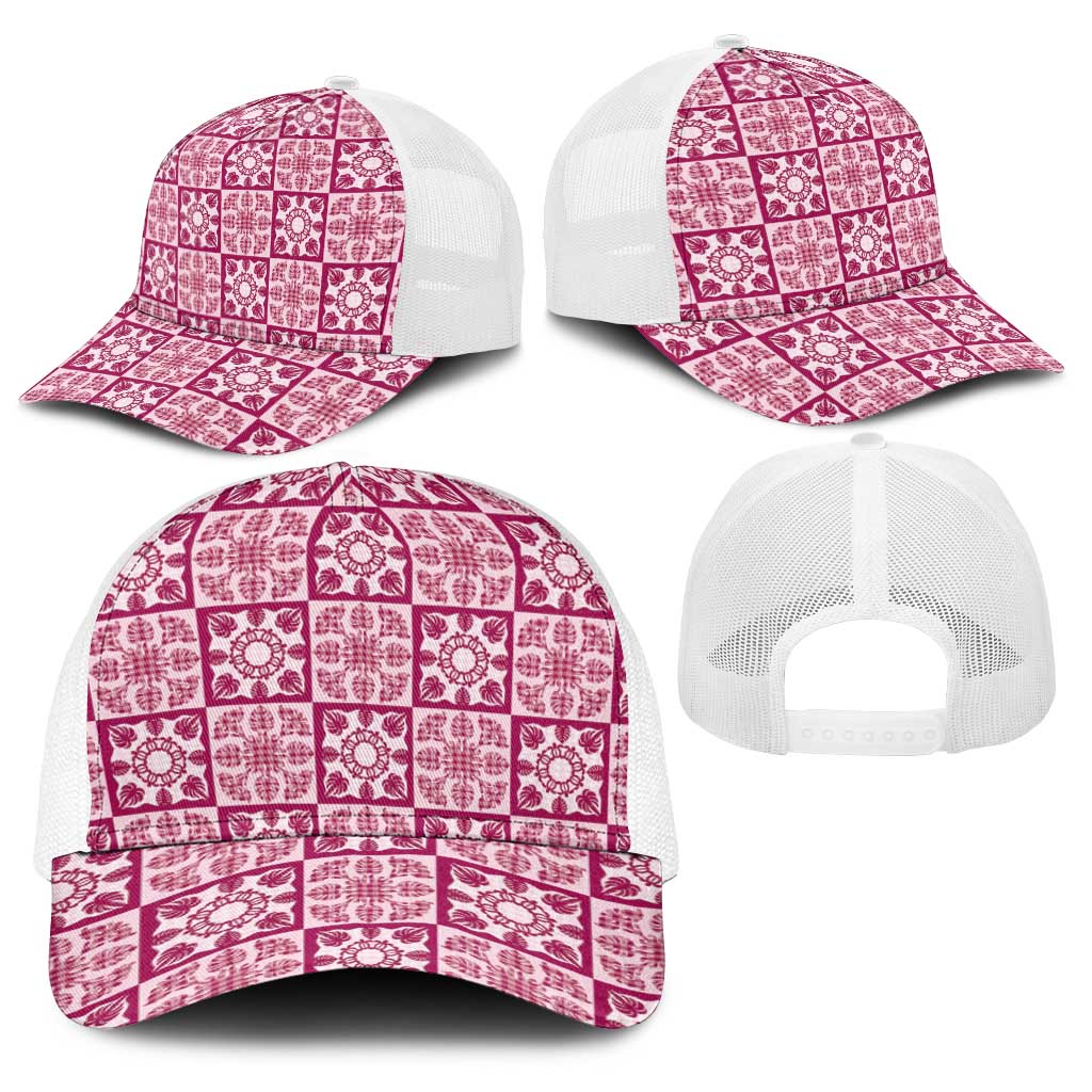 Akala Palaka Quilt Hawaii Baseball Net Cap Hawaiian Tropical Monstera Sea Turtle LT14 - Polynesian Pride