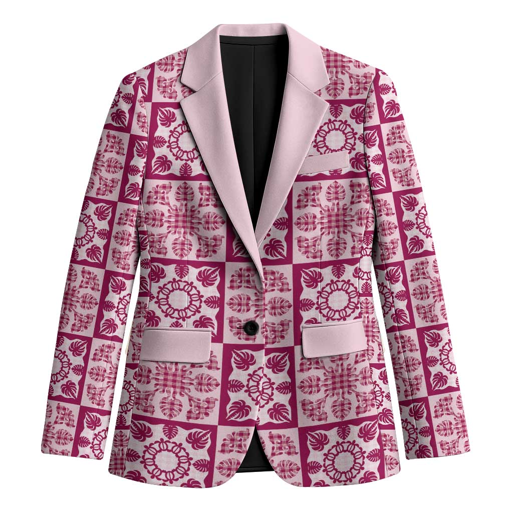 Akala Palaka Quilt Hawaii Blazer Hawaiian Tropical Monstera Sea Turtle LT14 Unisex Pink - Polynesian Pride