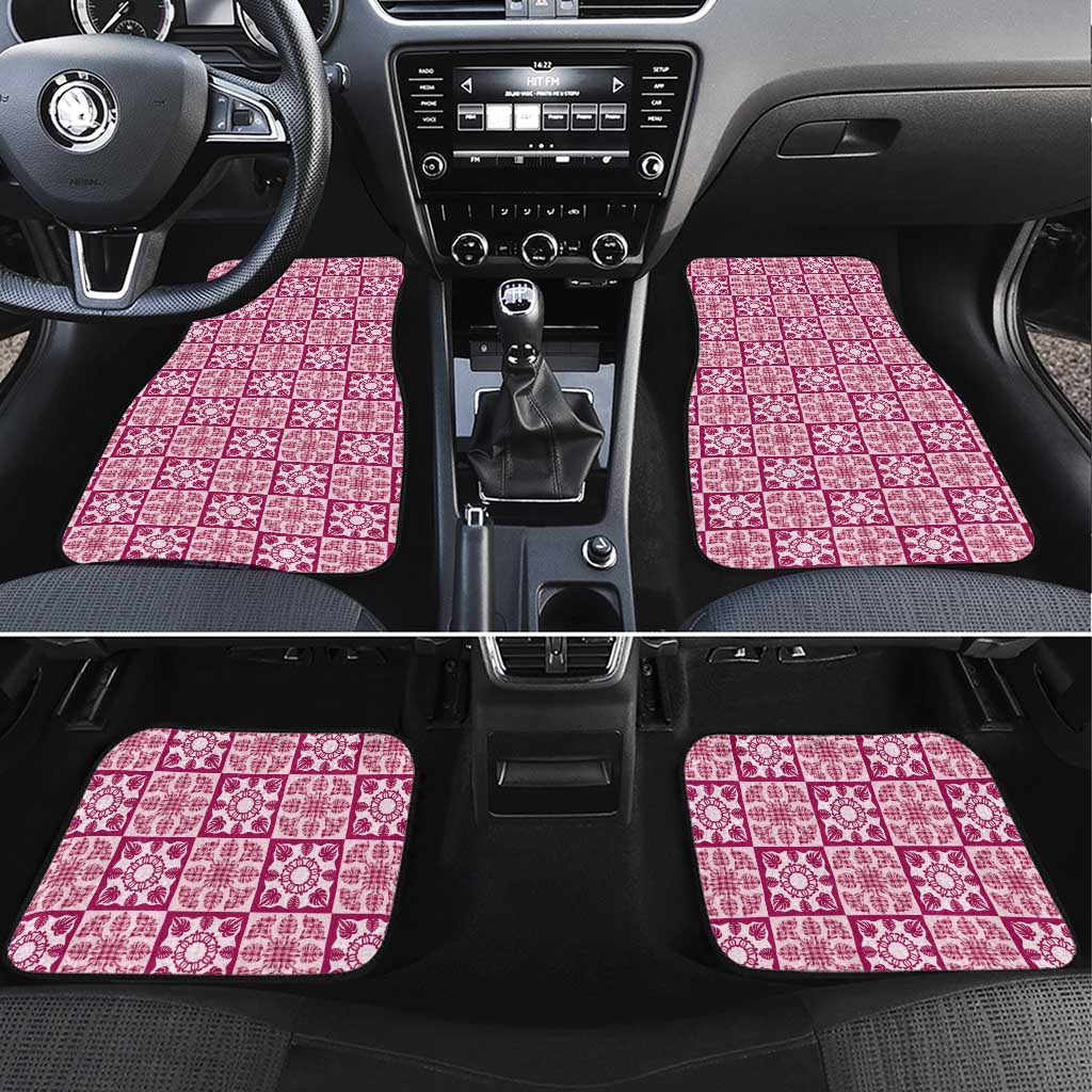 Akala Palaka Quilt Hawaii Car Mats Hawaiian Tropical Monstera Sea Turtle LT14 Set 4pcs Pink - Polynesian Pride