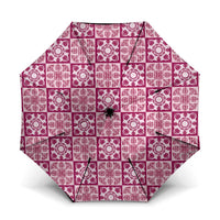 Akala Palaka Quilt Hawaii Umbrella Hawaiian Tropical Monstera Sea Turtle LT14 One Size Folded 11.42 inch Opened Diameter 37.4 inch Pink - Polynesian Pride