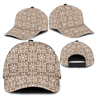 Beige Palaka Quilt Hawaii Classic Cap Hawaiian Tropical Monstera Sea Turtle LT14 - Polynesian Pride