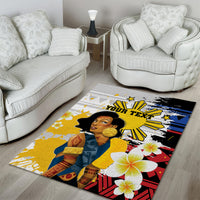 Personalised Philippines Women's Day Area Rug Filipino Golden Sun With Polynesian Pattern LT14 - Polynesian Pride