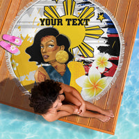 Personalised Philippines Women's Day Beach Blanket Filipino Golden Sun With Polynesian Pattern LT14 - Polynesian Pride