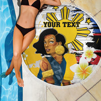 Personalised Philippines Women's Day Beach Blanket Filipino Golden Sun With Polynesian Pattern LT14 - Polynesian Pride