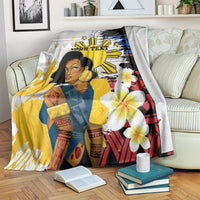 Personalised Philippines Women's Day Blanket Filipino Golden Sun With Polynesian Pattern LT14 Red - Polynesian Pride