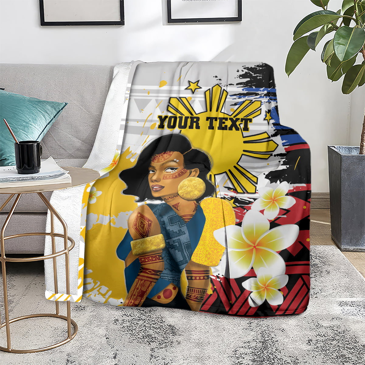Personalised Philippines Women's Day Blanket Filipino Golden Sun With Polynesian Pattern LT14 - Polynesian Pride