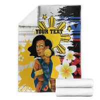 Personalised Philippines Women's Day Blanket Filipino Golden Sun With Polynesian Pattern LT14 - Polynesian Pride