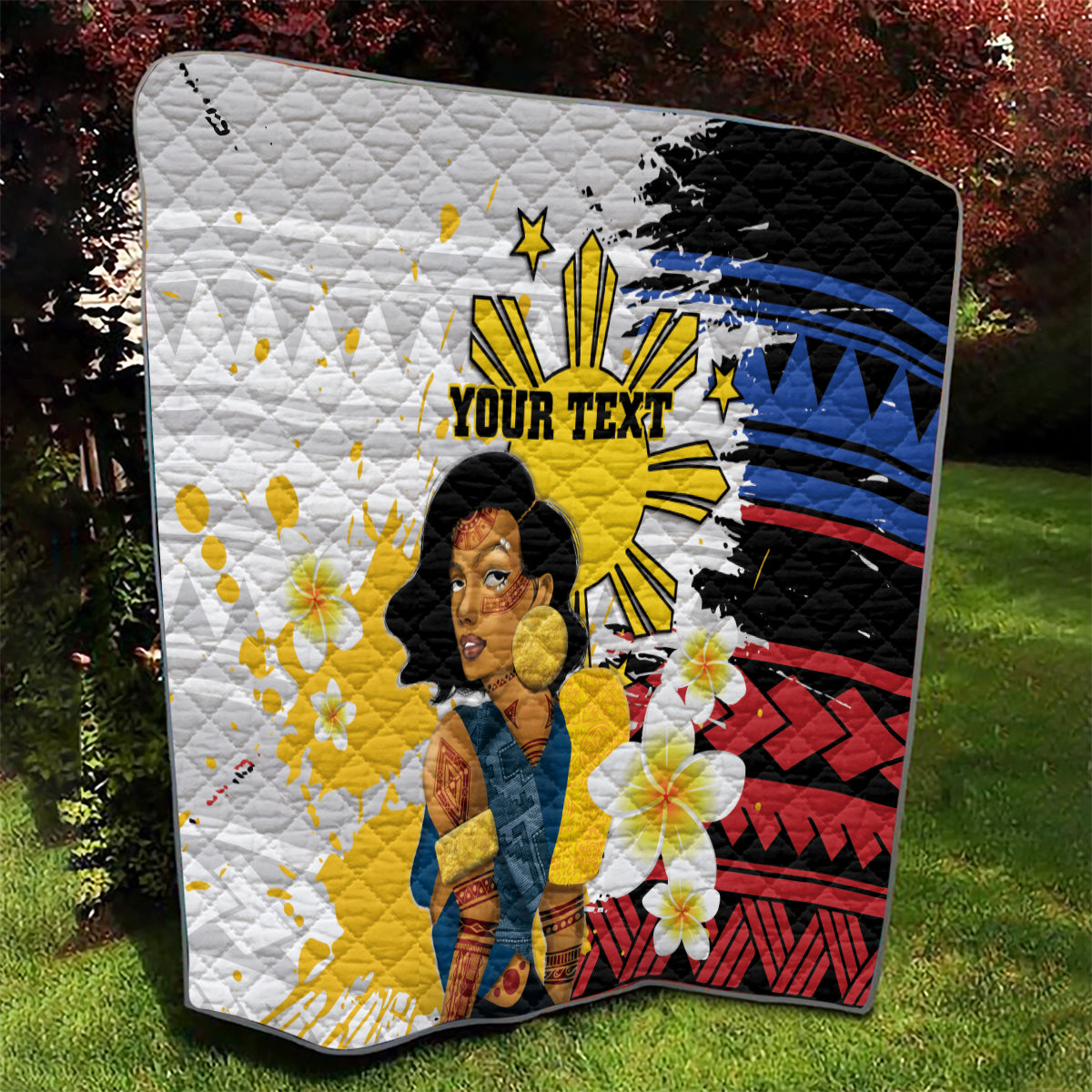 Personalised Philippines Women's Day Quilt Filipino Golden Sun With Polynesian Pattern LT14 - Polynesian Pride