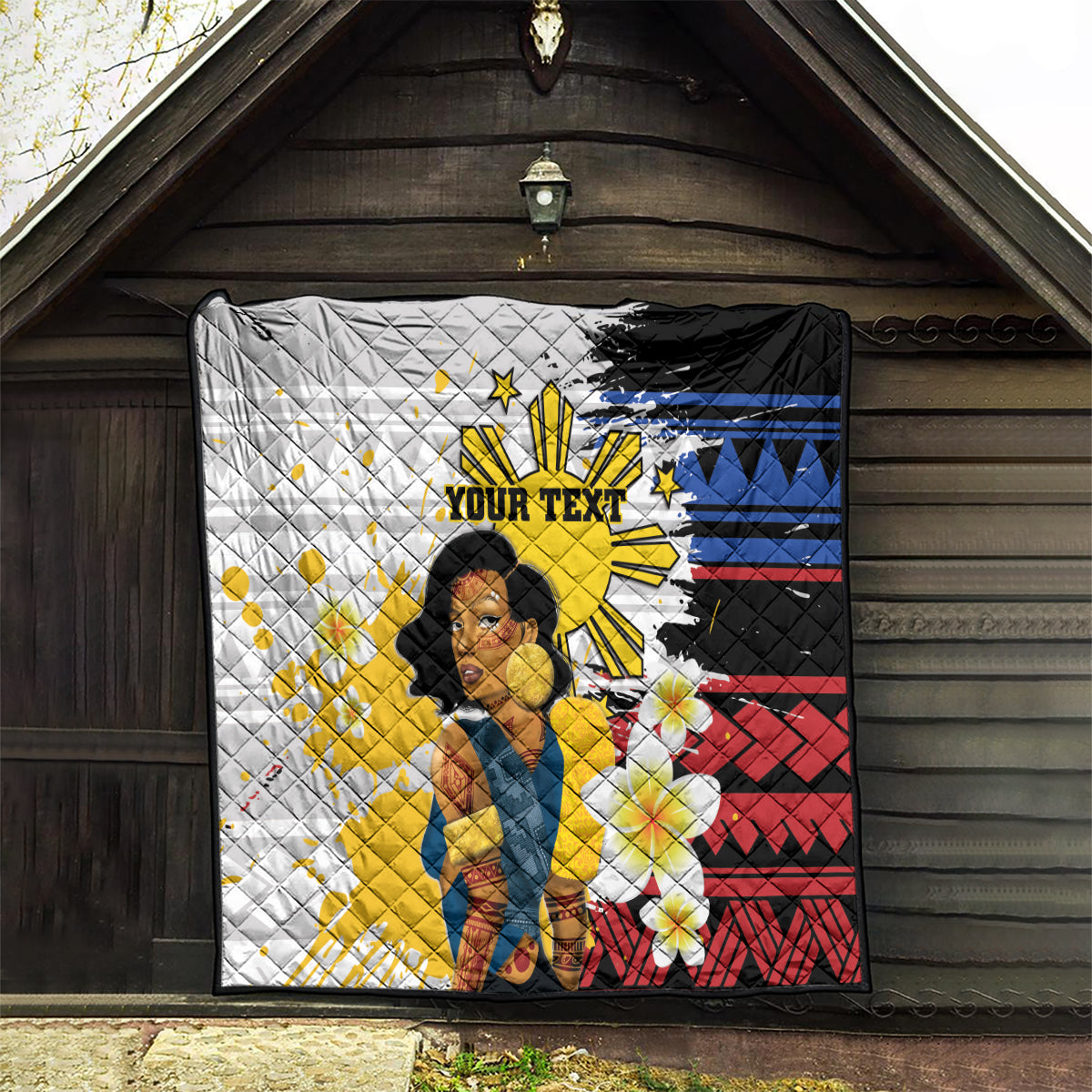 Personalised Philippines Women's Day Quilt Filipino Golden Sun With Polynesian Pattern LT14 - Polynesian Pride