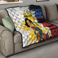Personalised Philippines Women's Day Quilt Filipino Golden Sun With Polynesian Pattern LT14 - Polynesian Pride
