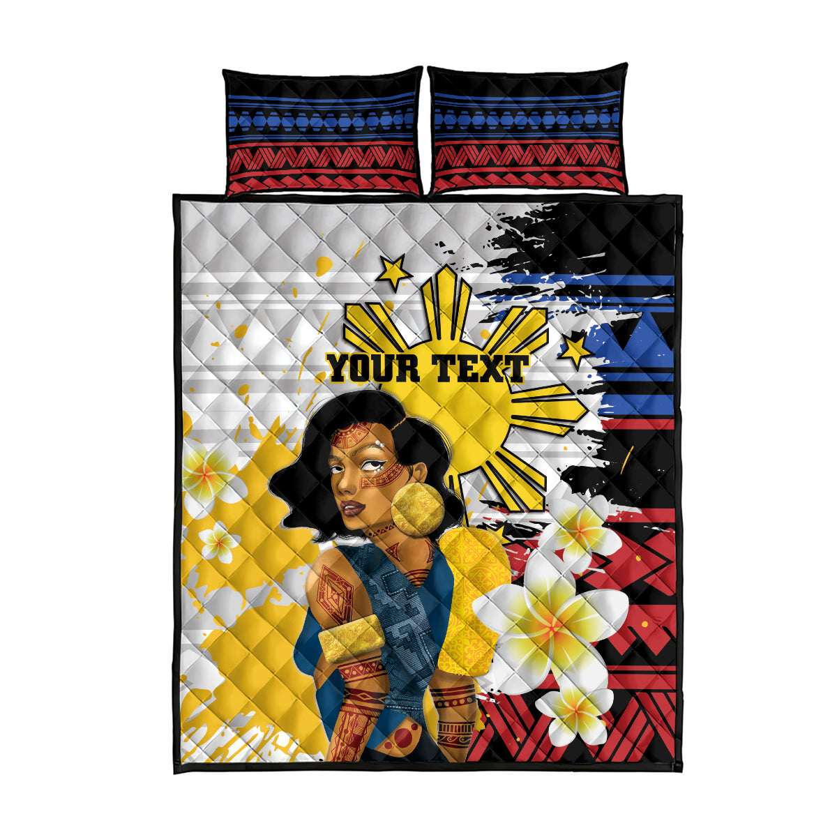 Personalised Philippines Women's Day Quilt Bed Set Filipino Golden Sun With Polynesian Pattern LT14 - Polynesian Pride