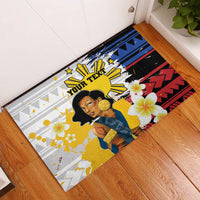 Personalised Philippines Women's Day Rubber Doormat Filipino Golden Sun With Polynesian Pattern LT14 Red - Polynesian Pride