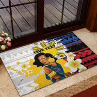 Personalised Philippines Women's Day Rubber Doormat Filipino Golden Sun With Polynesian Pattern LT14 - Polynesian Pride