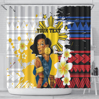 Personalised Philippines Women's Day Shower Curtain Filipino Golden Sun With Polynesian Pattern LT14 - Polynesian Pride