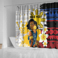 Personalised Philippines Women's Day Shower Curtain Filipino Golden Sun With Polynesian Pattern LT14 - Polynesian Pride