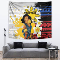 Personalised Philippines Women's Day Tapestry Filipino Golden Sun With Polynesian Pattern LT14 Red - Polynesian Pride