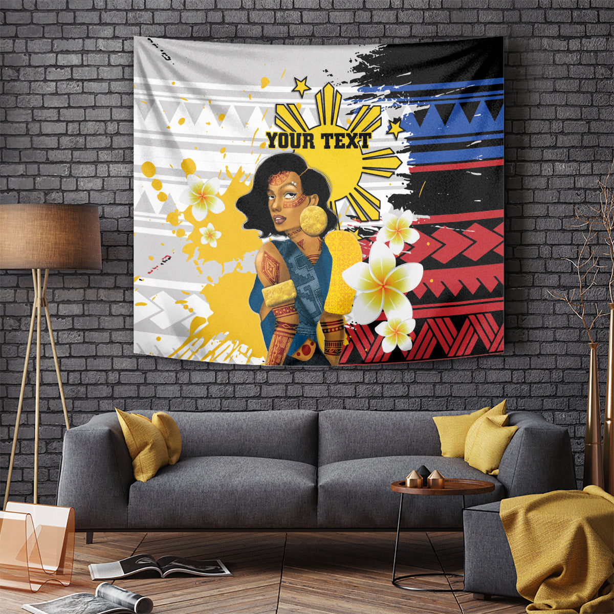 Personalised Philippines Women's Day Tapestry Filipino Golden Sun With Polynesian Pattern LT14 - Polynesian Pride