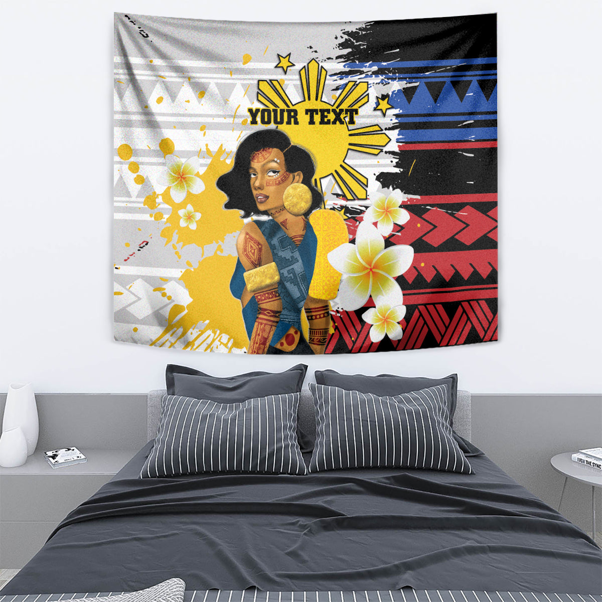 Personalised Philippines Women's Day Tapestry Filipino Golden Sun With Polynesian Pattern LT14 - Polynesian Pride