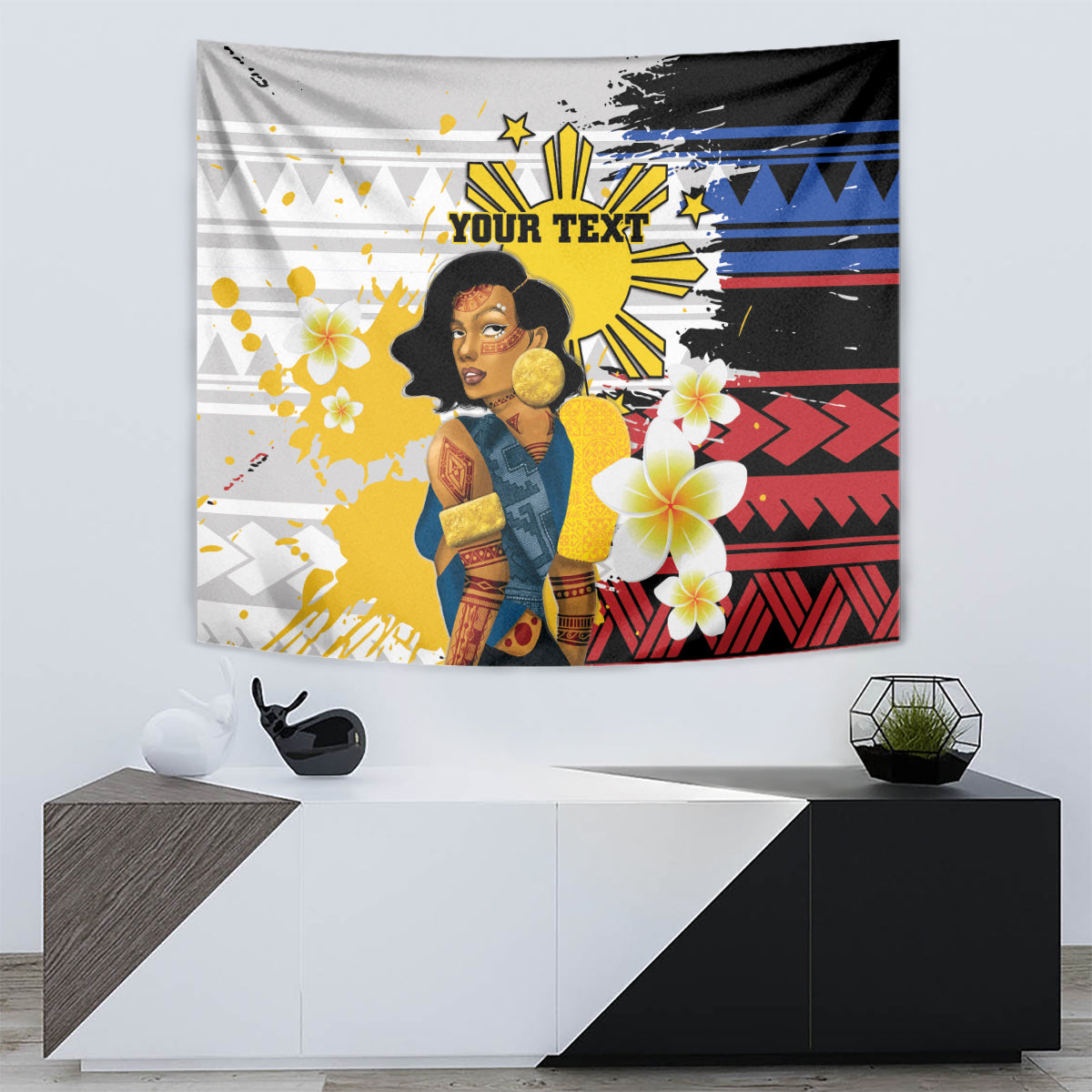 Personalised Philippines Women's Day Tapestry Filipino Golden Sun With Polynesian Pattern LT14 - Polynesian Pride