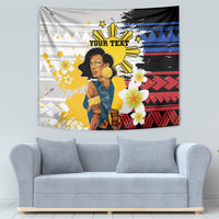 Personalised Philippines Women's Day Tapestry Filipino Golden Sun With Polynesian Pattern LT14 - Polynesian Pride