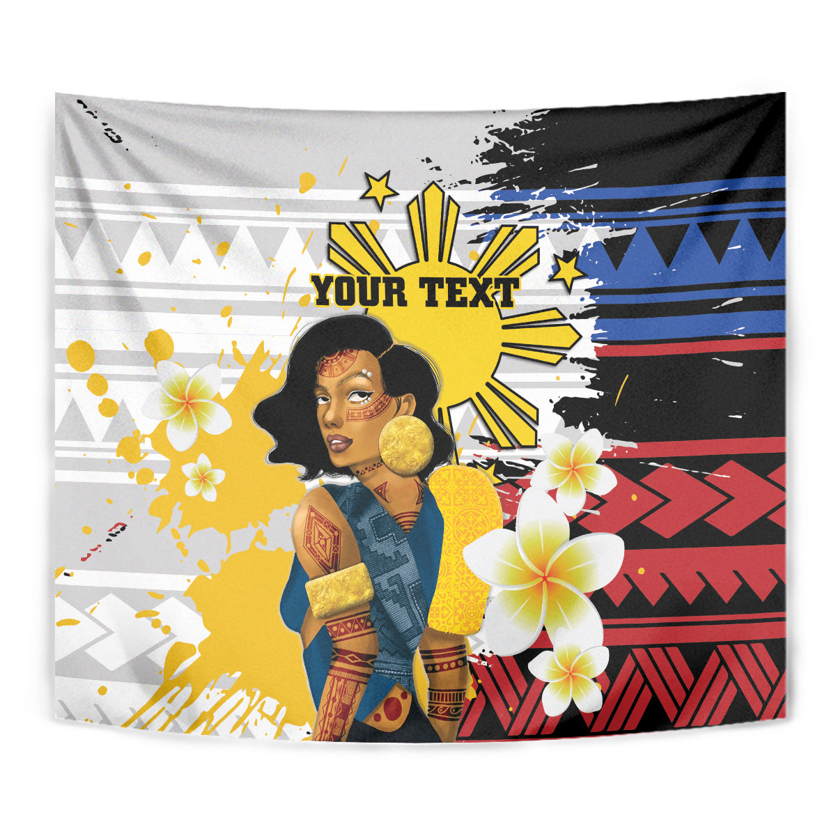 Personalised Philippines Women's Day Tapestry Filipino Golden Sun With Polynesian Pattern LT14 - Polynesian Pride