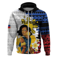Personalised Philippines Women's Day Zip Hoodie Filipino Golden Sun With Polynesian Pattern LT14 Zip Hoodie Red - Polynesian Pride