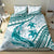 Cyan Polynesia Bedding Set Polynesian Turtle Shark Tattoo Tropical Vintage