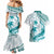 Cyan Polynesia Couples Matching Mermaid Dress and Hawaiian Shirt Polynesian Turtle Shark Tattoo Tropical Vintage LT14 - Polynesian Pride