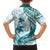 Cyan Polynesia Family Matching Off Shoulder Maxi Dress and Hawaiian Shirt Polynesian Turtle Shark Tattoo Tropical Vintage LT14 - Polynesian Pride