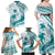 Cyan Polynesia Family Matching Off Shoulder Maxi Dress and Hawaiian Shirt Polynesian Turtle Shark Tattoo Tropical Vintage LT14 - Polynesian Pride