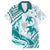 Cyan Polynesia Family Matching Off Shoulder Maxi Dress and Hawaiian Shirt Polynesian Turtle Shark Tattoo Tropical Vintage LT14 Dad's Shirt - Short Sleeve Cyan - Polynesian Pride