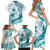 Cyan Polynesia Family Matching Short Sleeve Bodycon Dress and Hawaiian Shirt Polynesian Turtle Shark Tattoo Tropical Vintage LT14 - Polynesian Pride